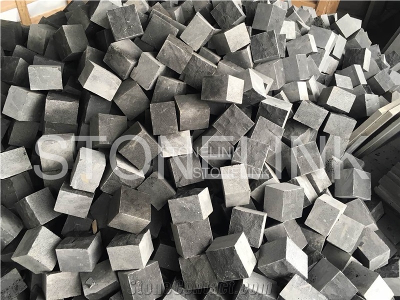 Zhangpu Black Basalt Cobble Stones, Country Road Pavers, Walkway Pavers, Natural Split Cube Stones