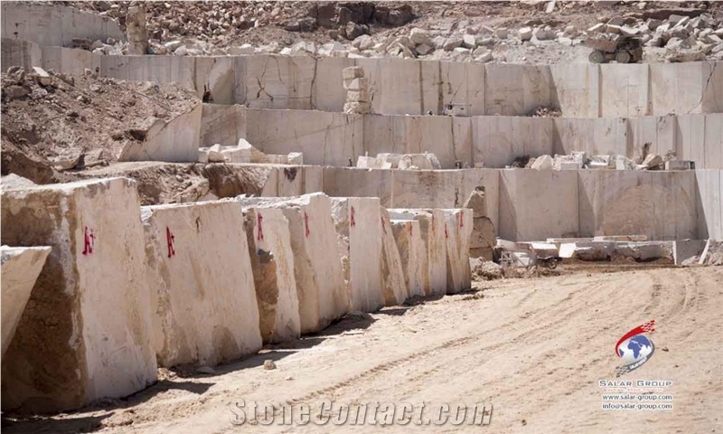 Cream and White Travertine Blocks, Iran White Travertine