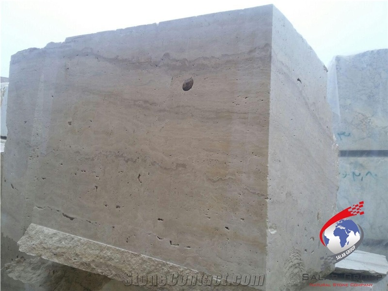 Cream and White Travertine Blocks, Iran White Travertine