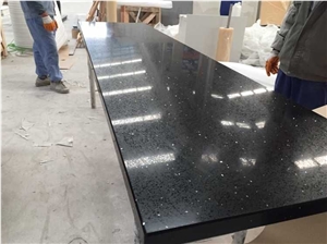 Hot Sale Black Sparkle Quartz Stone Countertop Bathroom