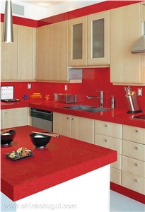 Perfab Red Quartz Stone Countertops for Kitchen,Kitchen Worktop