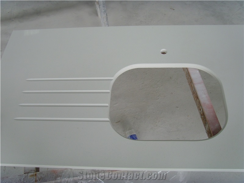 Solid Surface Bathroom White Color Vanity Top