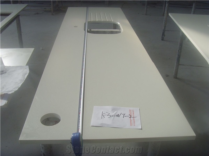 Solid Surface Bathroom White Color Vanity Top