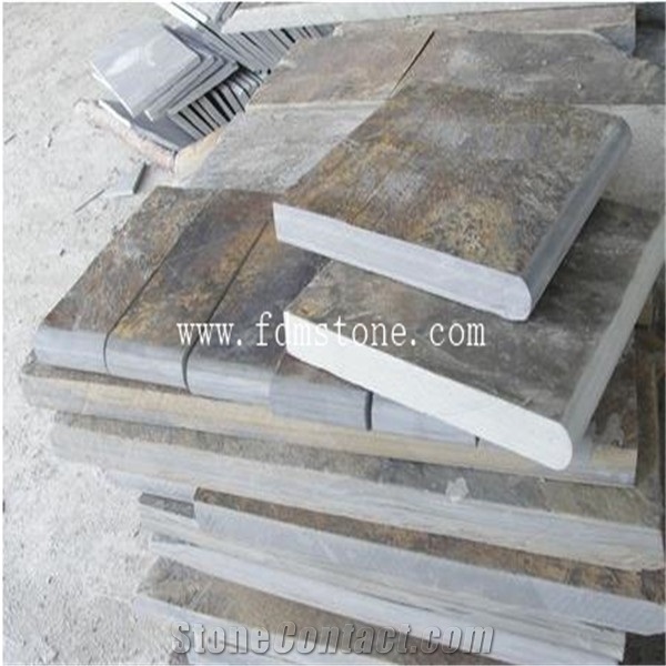 30*30cm High Quality Natural Multicolor Rusty Slate Swimming Pool Coping Stones