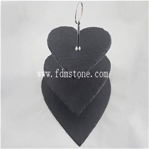 Black Natural Slate Tray with Stainless Steel Handle