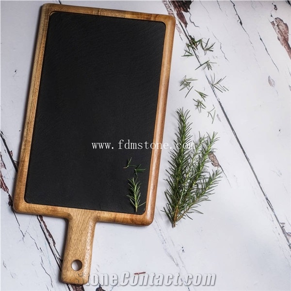 Black Slate Chalk Board with Wood Frame
