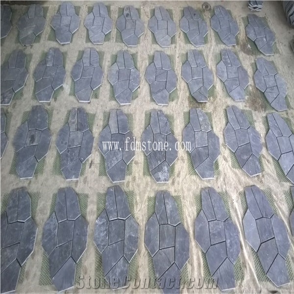 Black Slate Crazy Paver, Wall Cladding, Landscaping Stone Pattern Outdoor Slate Flagstone