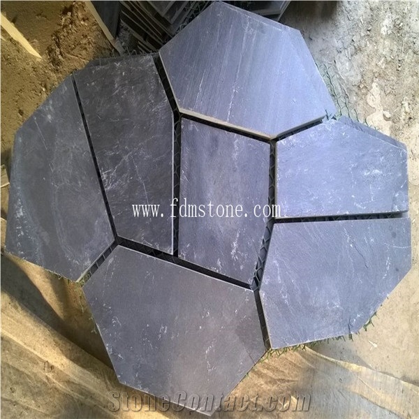 Black Slate Crazy Paver, Wall Cladding, Landscaping Stone Pattern Outdoor Slate Flagstone