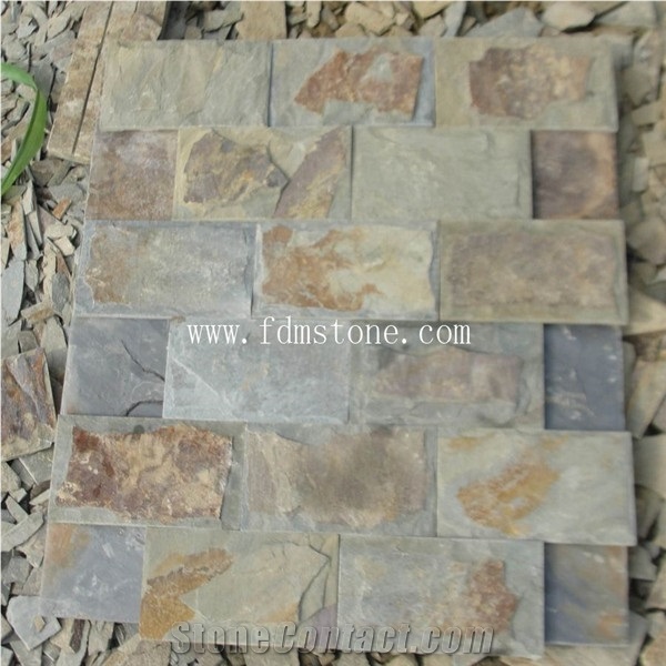 Cheap Brown Slate Exterior Decorative Wall Mushroom Stone,Landscaping Wall Cladding Stone