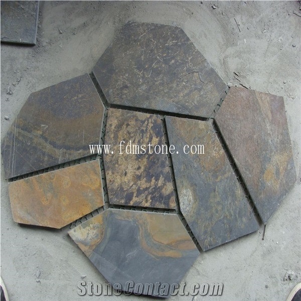 Cheap Flagstone Black Color Natural Outdoor Slate Stepping Stones, Slate Walkway Patterns Paving Stone