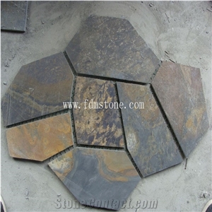 Cheap Flagstone Black Color Natural Outdoor Slate Stepping Stones, Slate Walkway Patterns Paving Stone