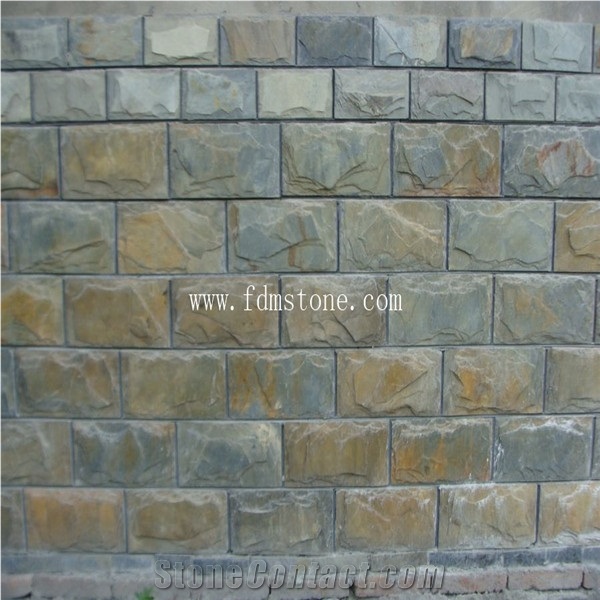 Cheap Natural Black Slate Stone Mushroom Wall Cladding