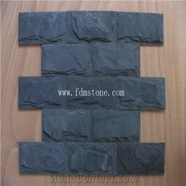 Cheap Natural Black Slate Stone Mushroom Wall Cladding