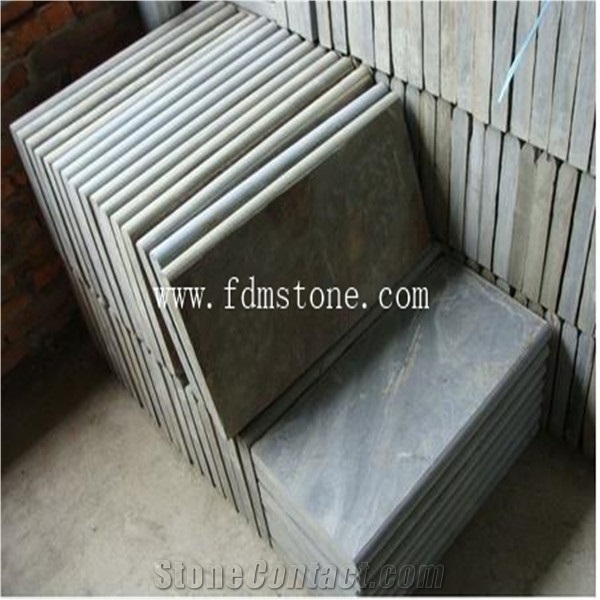 Natural Black Slate Stone Bullnose Edge Slate Stairs Step Tread