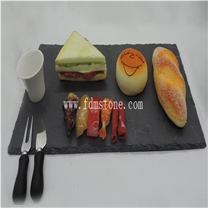 Natural Slate Stone Lazy Susan Rotating Tray Black Slate Food Tray