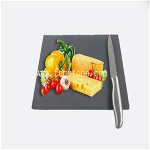 Natural Slate Stone Lazy Susan Rotating Tray Black Slate Food Tray