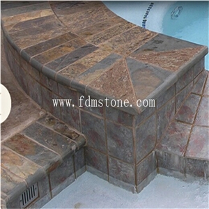Natural Split Surface Rusty Stone Veneer Slate Non Slip Stair Treads