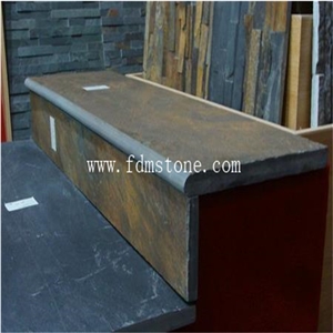 Natural Split Surface Rusty Stone Veneer Slate Non Slip Stair Treads