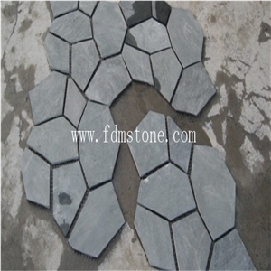 Natured Black Slate Irregular Flagstones, Flagstone Road Paving, Flagstone Wall,Slate Flagstone Stype