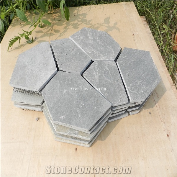 Natured Black Slate Irregular Flagstones, Flagstone Road Paving, Flagstone Wall,Slate Flagstone Stype
