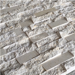 White Limestone Culture Stone with Combination Finished,Split Wall Cladding Stacked Stone Decorative Veneer,Z Shape Panel