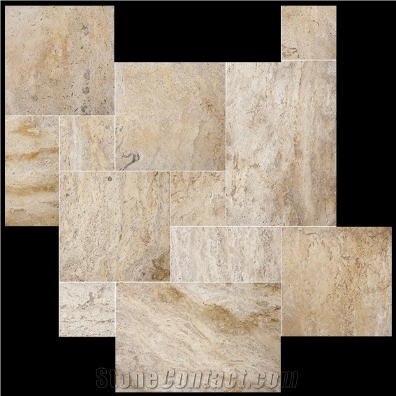 Beige Yellow Travertine Stone Covering Tiles Pattern