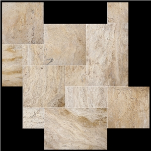 Beige Yellow Travertine Stone Covering Tiles Pattern