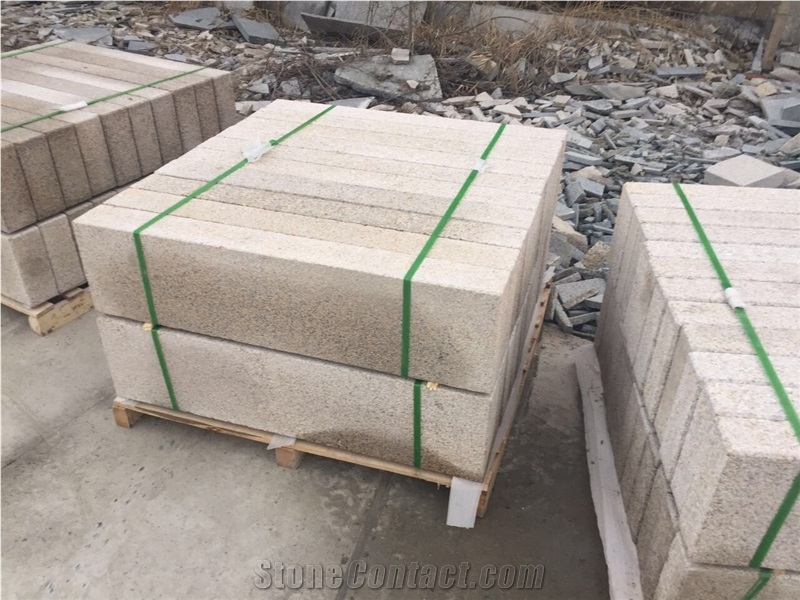 G350 Yellow Sunset Golden Bush Hammered Palisades Pillars 10x25x100 cm Factory Price Cheap