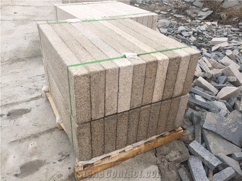 G350 Yellow Sunset Golden Bush Hammered Palisades Pillars 10x25x100 cm Factory Price Cheap