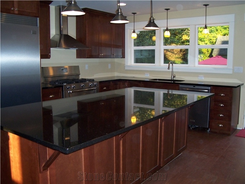 Black Kitchen Desk Top,Quartz Kitchen Countertop,Worktops