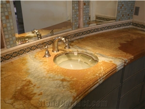 Custom Yellow Marble Kitchen Countertop,Island Top