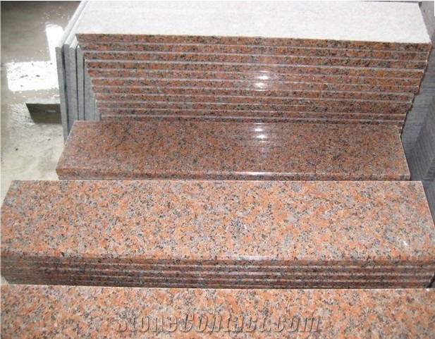 G562 Granite Stair Steps,Red Maple Leaf Deck Stair Riser,G562 Red Stair Treads,Granite Staircase