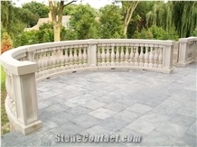 Staircase Rails,Beige Limestone Balustrade & Carved Railing