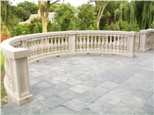 Staircase Rails,Beige Limestone Balustrade & Carved Railing