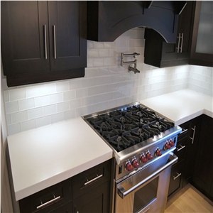 White Engineered Stone Kitchen Countertops,Quartz Island Tops