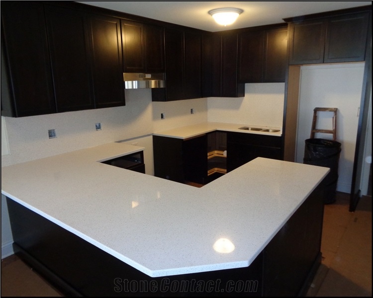White Engineered Stone Kitchen Countertops,Quartz Island Tops