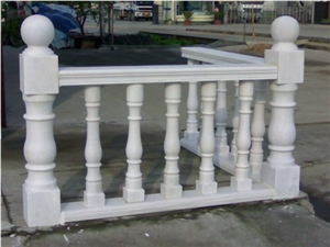 White Marble Stair Hand Rail and Balustrades