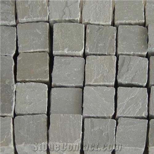 Kandla Grey Cubes, Kandla Grey Sandstone Cobble Stone, Grey Sandstone Setts