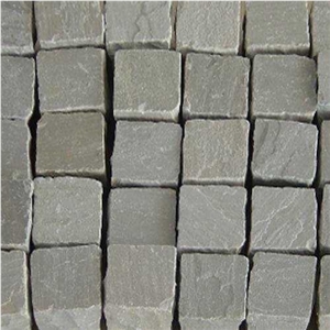 Kandla Grey Cubes, Kandla Grey Sandstone Cobble Stone, Grey Sandstone Setts