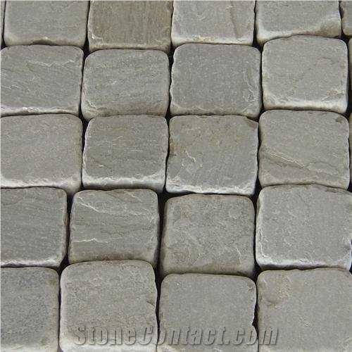 Kandla Grey Cubes, Kandla Grey Sandstone Cobble Stone, Grey Sandstone Setts