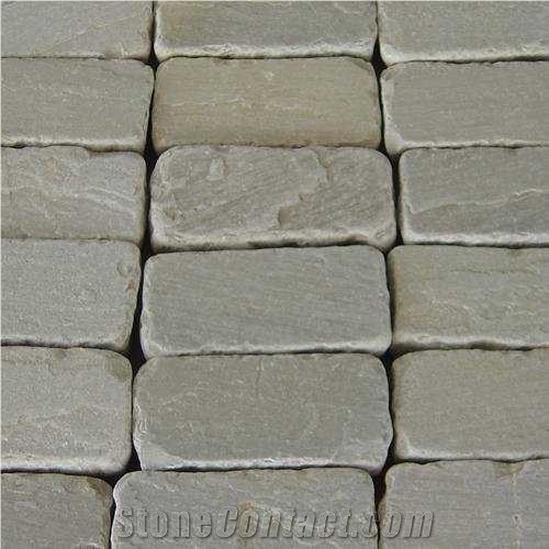 Kandla Grey Cubes, Kandla Grey Sandstone Cobble Stone, Grey Sandstone Setts