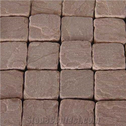 Mandana Red Sandstone Cobbles, Wine Red Sandstone Cobbles, Red Sandstone Setts