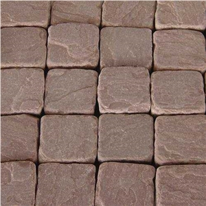 Mandana Red Sandstone Cobbles, Wine Red Sandstone Cobbles, Red Sandstone Setts