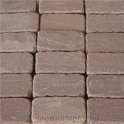 Mandana Red Sandstone Cobbles, Wine Red Sandstone Cobbles, Red Sandstone Setts