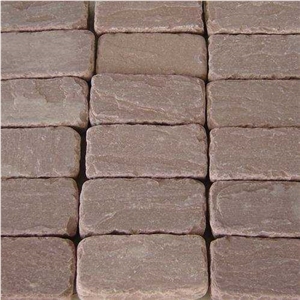 Mandana Red Sandstone Cobbles, Wine Red Sandstone Cobbles, Red Sandstone Setts
