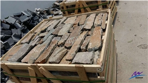 Rustic Edges Natural Thin Stone Veneer, Gold Stone Veneer Panel, Golden Thin Stone Veneer Corners, Split Loose Stone Veneer