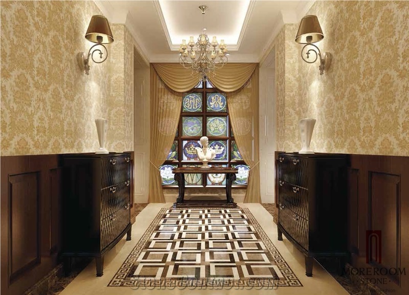 China Emperador Dark Marble Border Floor Design Water Jet Border