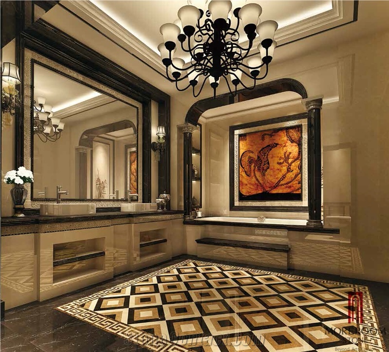 China Emperador Dark Marble Border Floor Design Water Jet Border