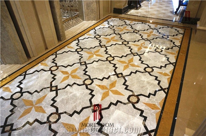 Chinese Factory Grey Marble Waterjet Medallion Marble Flooring Design