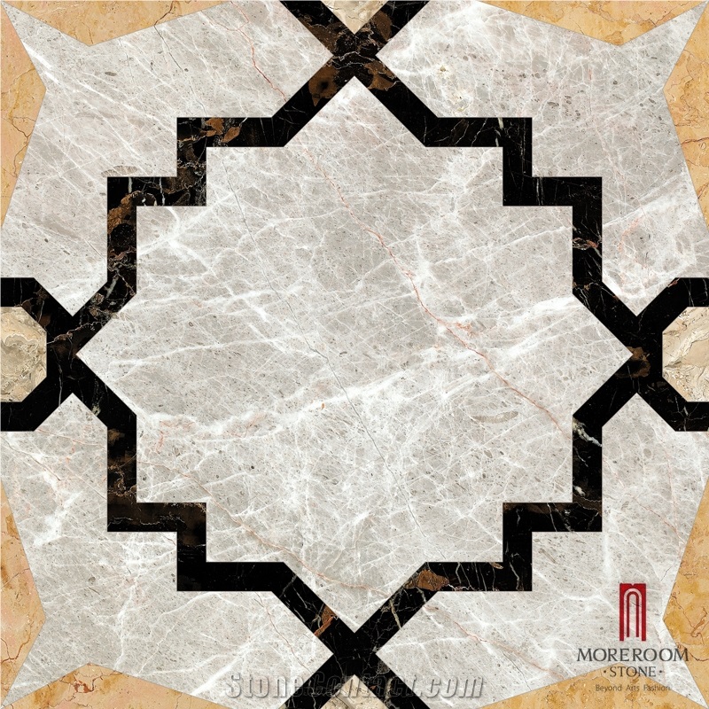 Chinese Factory Grey Marble Waterjet Medallion Marble Flooring Design